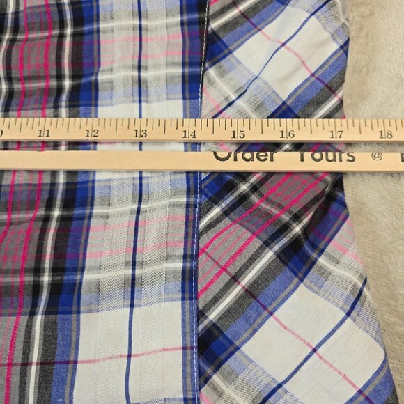 Adiktd Western Top Womens Medium Pink Blue Plaid Embellished Rhinestone Yoke - Picture 11 of 16